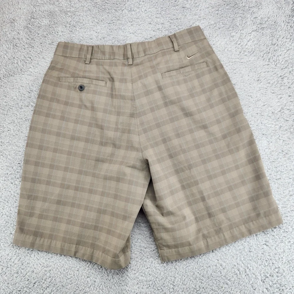Nike Golf Fit Dry Plaid Chino Shorts Mens Size 36 Brown